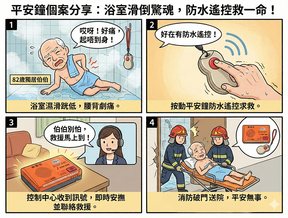 個案2：使用防水平安鐘遙控器求救
